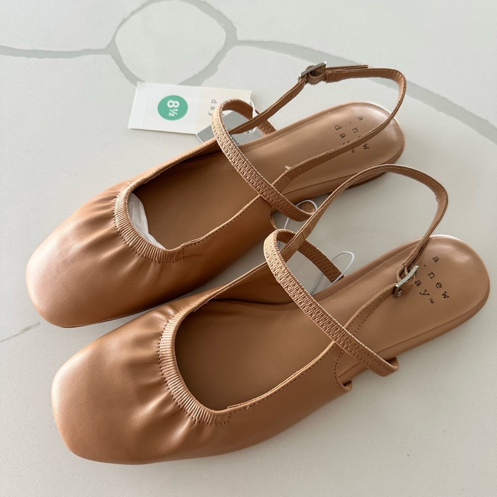 Tan Slingback Flats